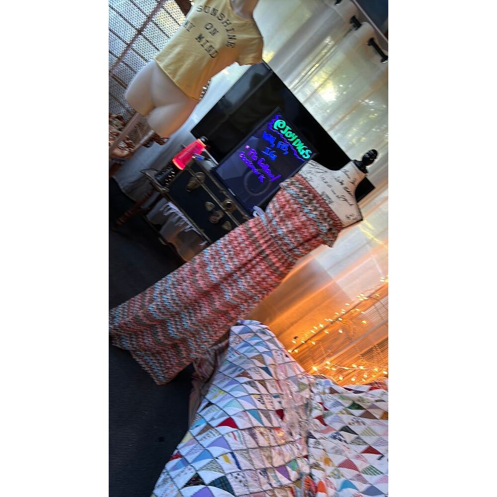 vintage 90s Chevron knit bandeau dress orange teal flaw